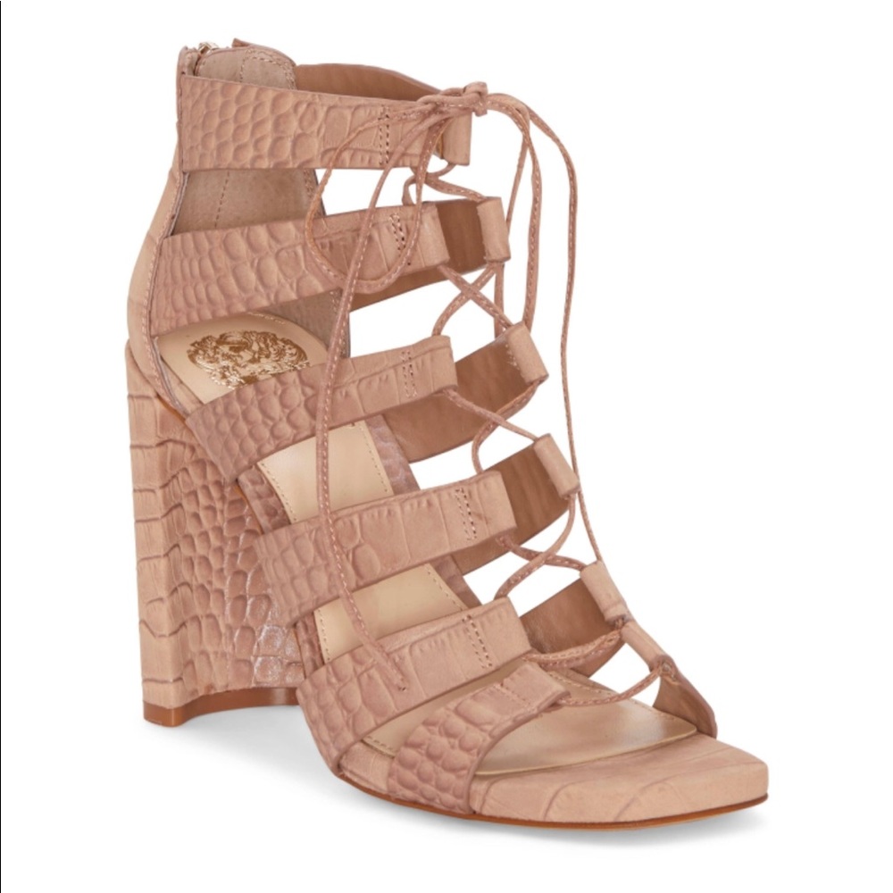 💼Vince Camuto Phandras faux Croc Lace Up Bootie Sz 8.5
